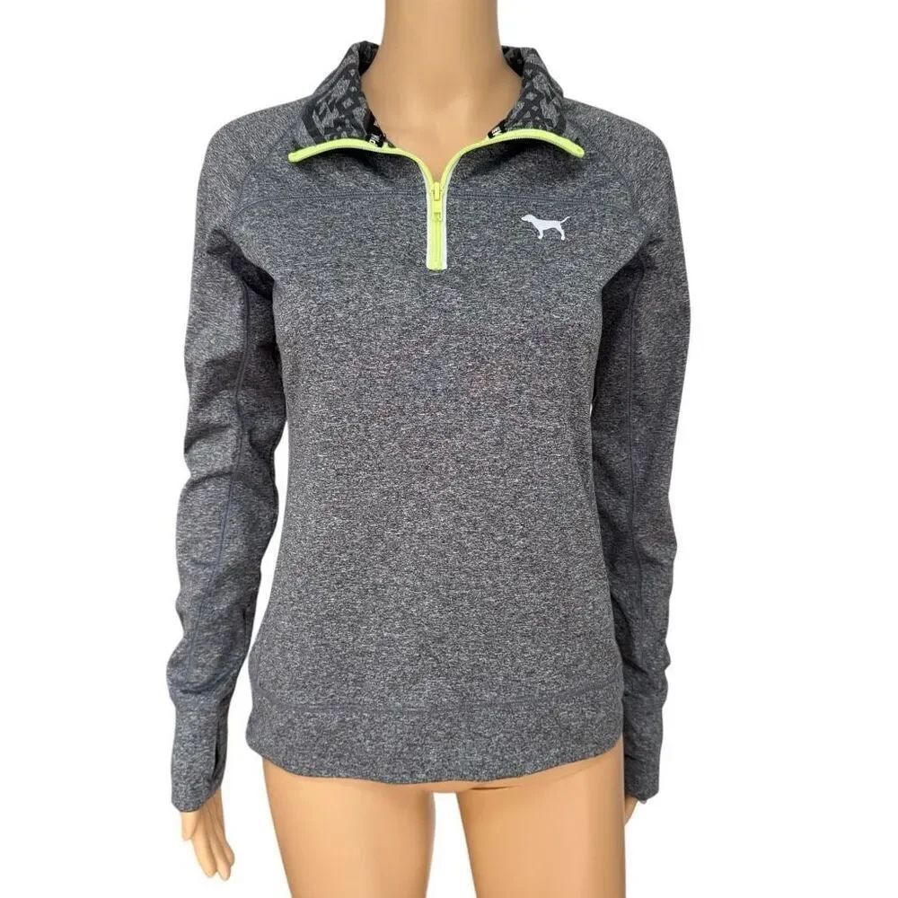 Pink Victoria’s Secret Size S Athletic Pullover Top Thumb Hole Gray